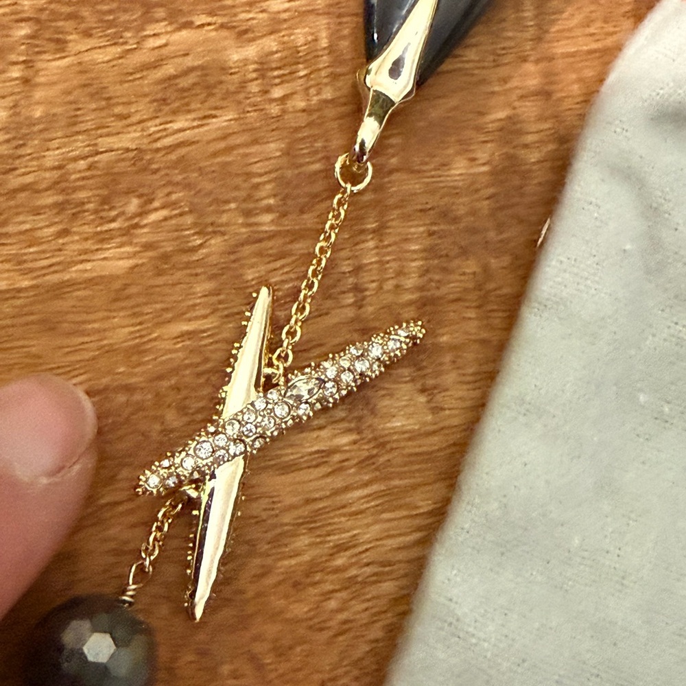 Alexis Bittar Black and Gold Crystal Futuristic Lucite Archive Necklace NWT - Picture 8 of 12